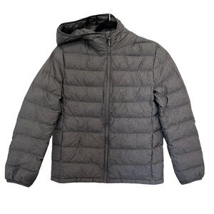 Uniqlo Kids Gray Puffer Hooded Jacket Size 13